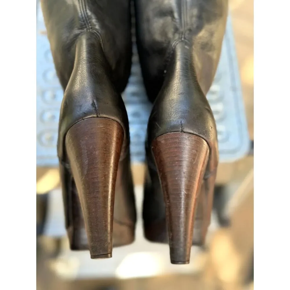 L'Autre Chose NY Look Black Leather Over The Knee Tall Boots SZ EU 38 = US 7.5/8 - Picture 13 of 14